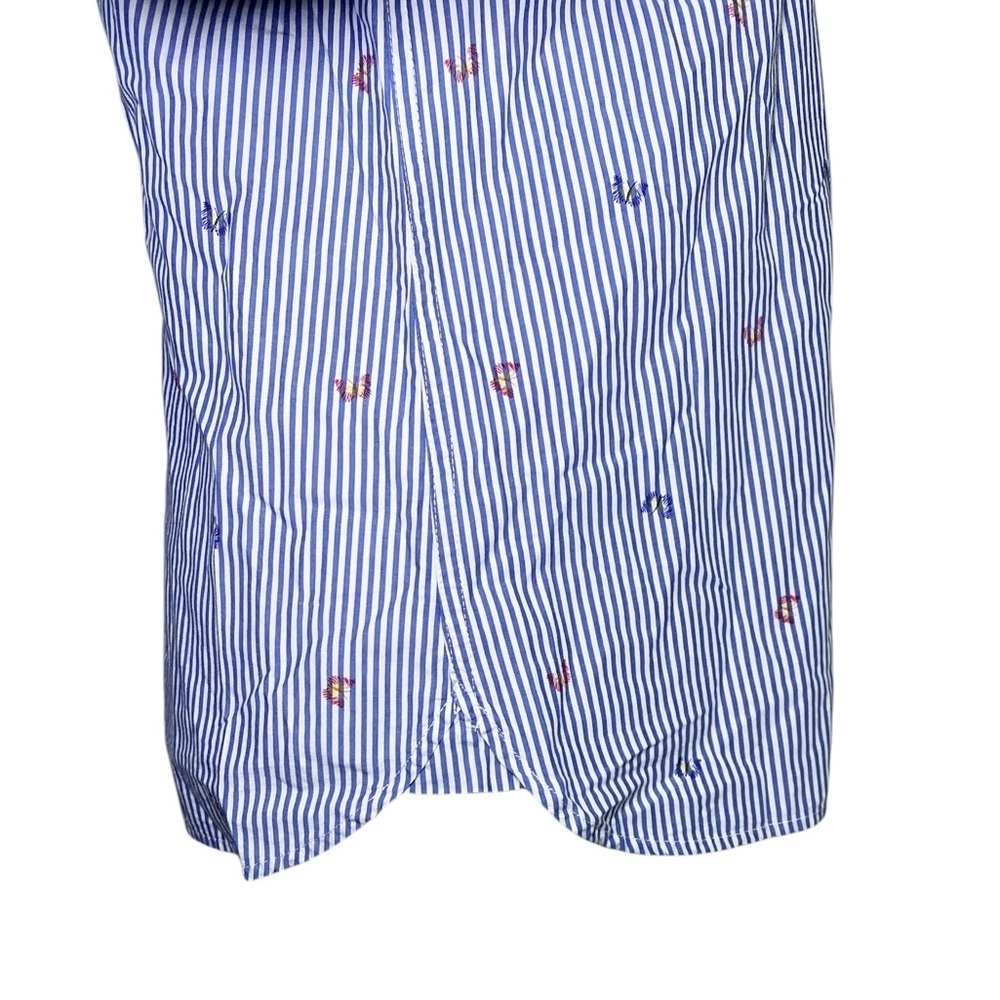 Talbots Blue and White Striped Button Down Long Sleeve Shirt - Picture 6 of 12